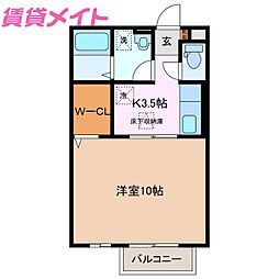 モナリエーレA 1Kの間取図画像