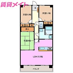 スペリア桑名一番館 3LDKの間取図画像