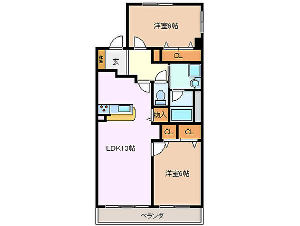 トレンティーノ 203｜三重県四日市市大矢知町(賃貸マンション2LDK・2階・64.88㎡)の写真 その2