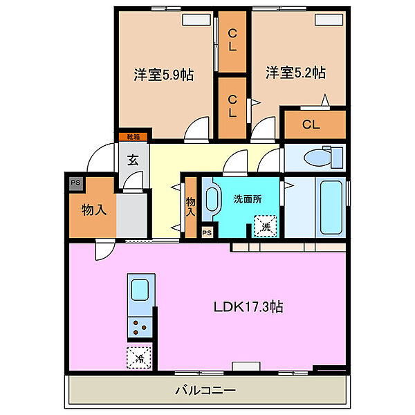 邸宅azma 201｜三重県四日市市松原町(賃貸アパート2LDK・2階・72.12㎡)の写真 その2