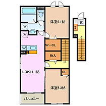 ライン　メゾン　I 203 ｜ 三重県桑名市長島町鎌ケ地（賃貸アパート2LDK・2階・58.57㎡） その2