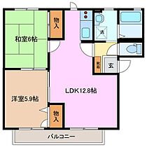 メモリアルＡ棟 103 ｜ 三重県四日市市下さざらい町（賃貸アパート2LDK・1階・54.13㎡） その2