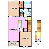 ローレル　II 202 ｜ 三重県桑名市大字額田（賃貸アパート2LDK・2階・59.58㎡） その2