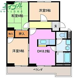 コーポタウン城ノ内 3DKの間取図画像