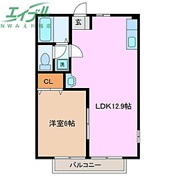 ききょうヒルズ　I 2階1LDKの間取り