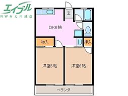 シティハイムコーポA 2DKの間取図画像