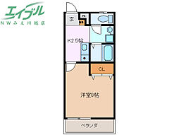 ラックス富田 1Kの間取図画像