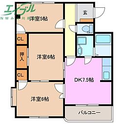 アベニール 3DKの間取図画像