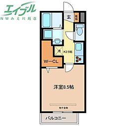 サクラーレ朝日 1Kの間取図画像