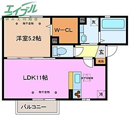 カームハイツ 1LDKの間取図画像