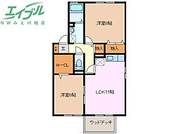アヴェニールB 2LDKの間取図画像