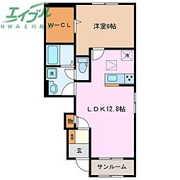 シティハイツプラザB 1LDKの間取図画像