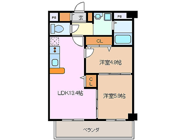 ｗｉｌｌＤｏ四日市鵜の森 203｜三重県四日市市鵜の森２丁目(賃貸マンション2LDK・2階・54.00㎡)の写真 その2