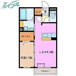 Ｔｅｔｒｅ Ｒｏｕｇｅ 2階1LDKの間取り