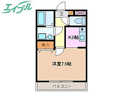 ハイツ大好 1階1Kの間取り