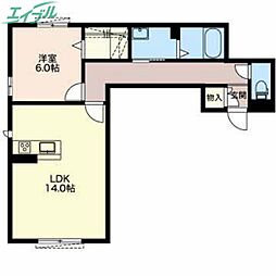 キューブ・ステージ 1階1LDKの間取り