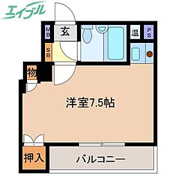 ヴィラカタオカ ワンルームの間取図画像