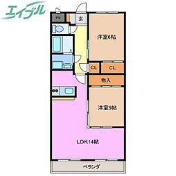 ガーデンヒルF.M.T 2LDKの間取図画像