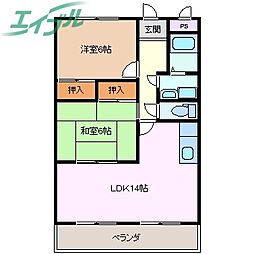 エレガントレーベンA 2LDKの間取図画像