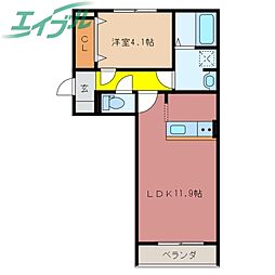 ファーランジュ四日市 1LDKの間取図画像