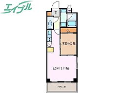 レジデンス四日市 1LDKの間取図画像