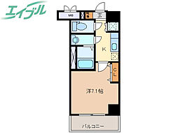 レジデンスハマダ 1Kの間取図画像