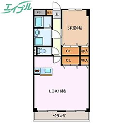 Cambrian 1LDKの間取図画像