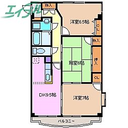 プラム・スクエア 3DKの間取図画像