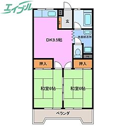 小古曽ビル 2DKの間取図画像