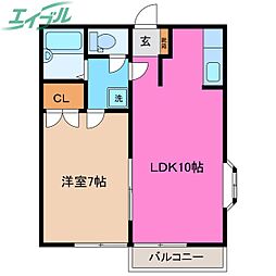 パビリオンウネメ 1LDKの間取図画像