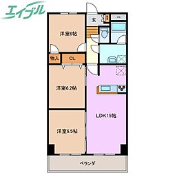 プロミネント四日市 3LDKの間取図画像