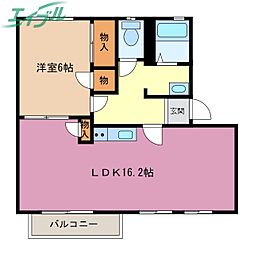 マイハイム日永西A 1LDKの間取図画像