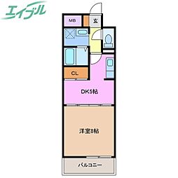 アメニティ大井手 1DKの間取図画像
