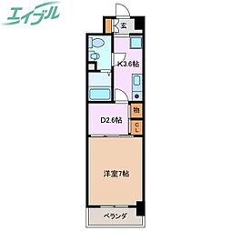 K.プレイス 1DKの間取図画像