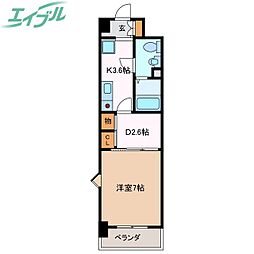 K.プレイス 1DKの間取図画像