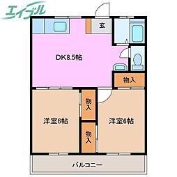 第二泰和マンション 2DKの間取図画像