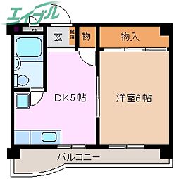 寿ハイツ 1DKの間取図画像