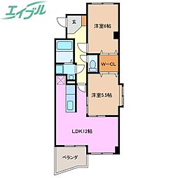 BELLCREST 2LDKの間取図画像