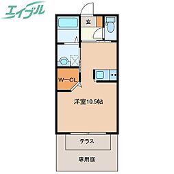 レリーファース ワンルームの間取図画像