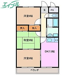 トップフィールド 3DKの間取図画像