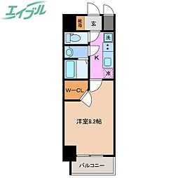 S-RESIDENCE四日市市堀木amante(アマンテ) 1Kの間取図画像