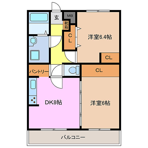 グランドゥール城西 3C｜三重県四日市市伊倉１丁目(賃貸マンション2LDK・3階・51.15㎡)の写真 その2