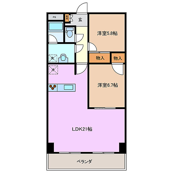 プロミネント四日市 114｜三重県四日市市大字末永(賃貸マンション2LDK・1階・70.19㎡)の写真 その2