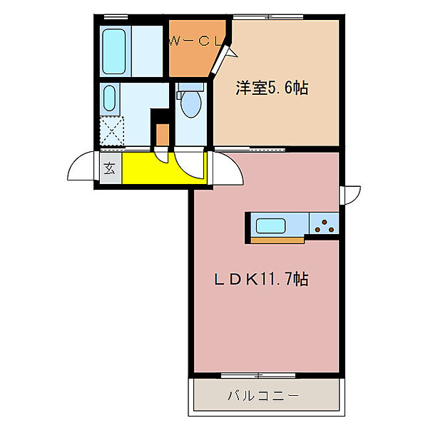 クレールプラシード 101｜三重県四日市市富田浜町(賃貸アパート1LDK・2階・40.62㎡)の写真 その2