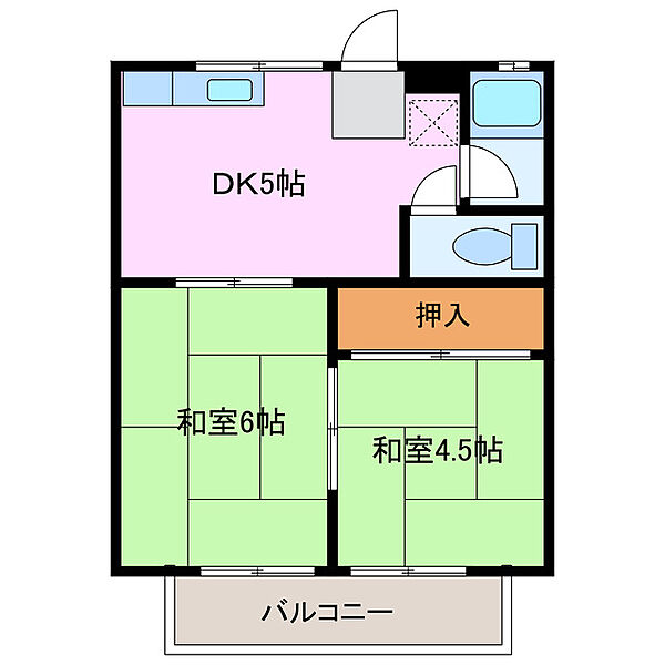 コーポ塩浜 203｜三重県四日市市御薗町２丁目(賃貸アパート2DK・2階・34.60㎡)の写真 その2