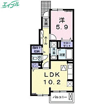 インサイドビレッジII  ｜ 三重県四日市市川尻町（賃貸アパート1LDK・1階・43.10㎡） その2