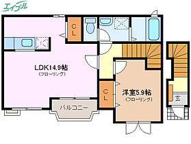 サンビレッジ　伊倉I  ｜ 三重県四日市市河原田町（賃貸アパート1LDK・2階・52.37㎡） その2