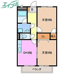 グランメールときわ 1階2DKの間取り