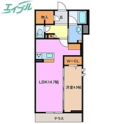 シャーメゾン桜ステージ 1階1LDKの間取り