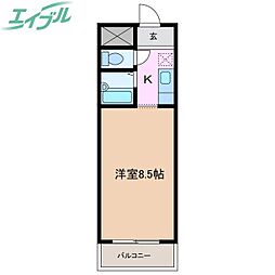 アイボンラビアン 2階1Kの間取り